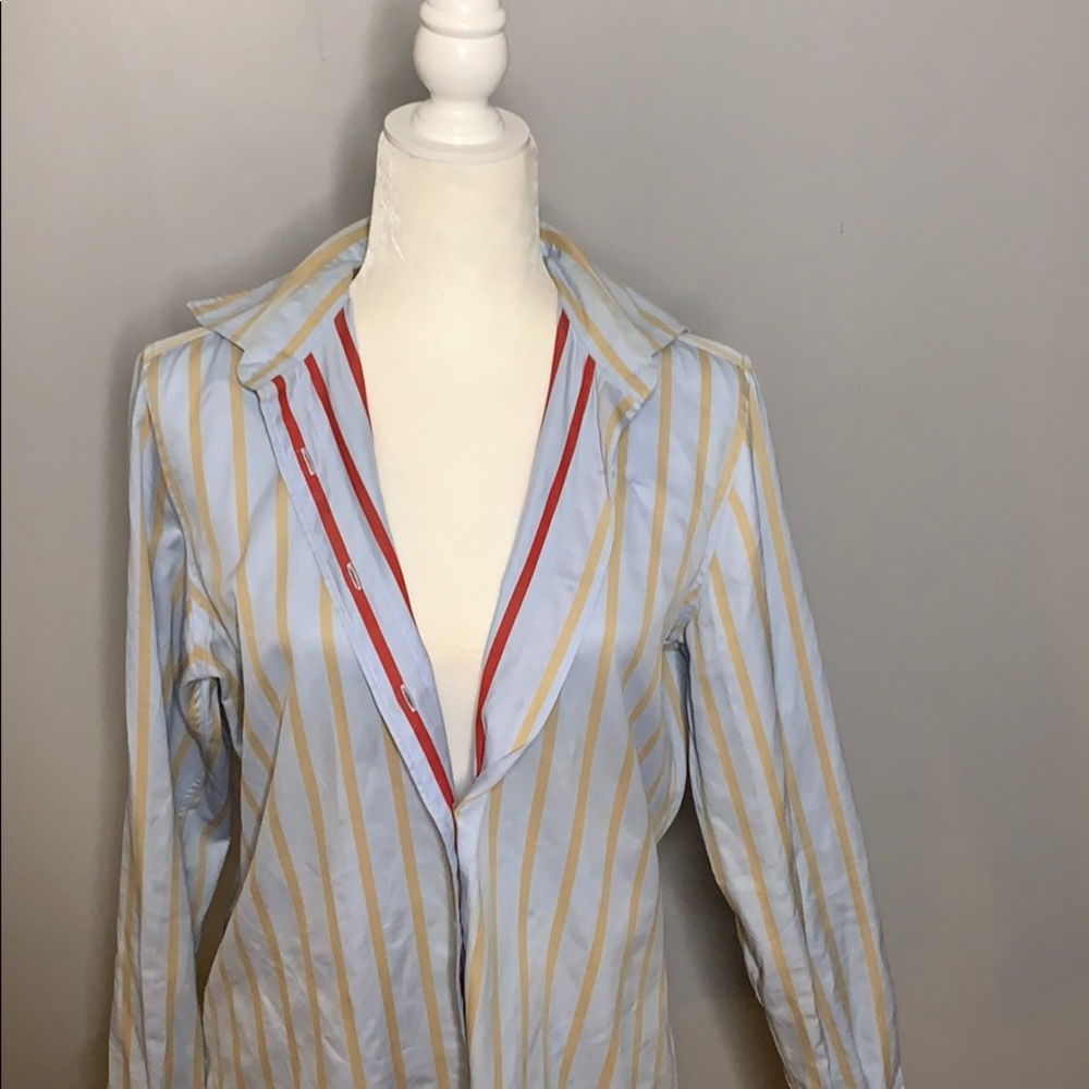 Faonnable Collared Blue/Cream Collared Work Shirt - image 5